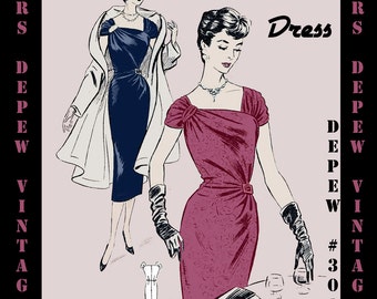 Vintage naaipatroon 1950's Franse Cocktail Party Dress Digitale Reproductie Depew 3015 -INSTANT DOWNLOAD-