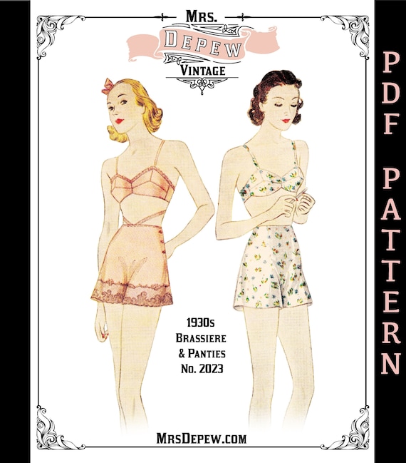 Vintage Sewing Pattern Lingerie Set MultiSize 1930s Bra and Tap Panties  32-50 Inch Bust #2023 - INSTANT DOWNLOAD