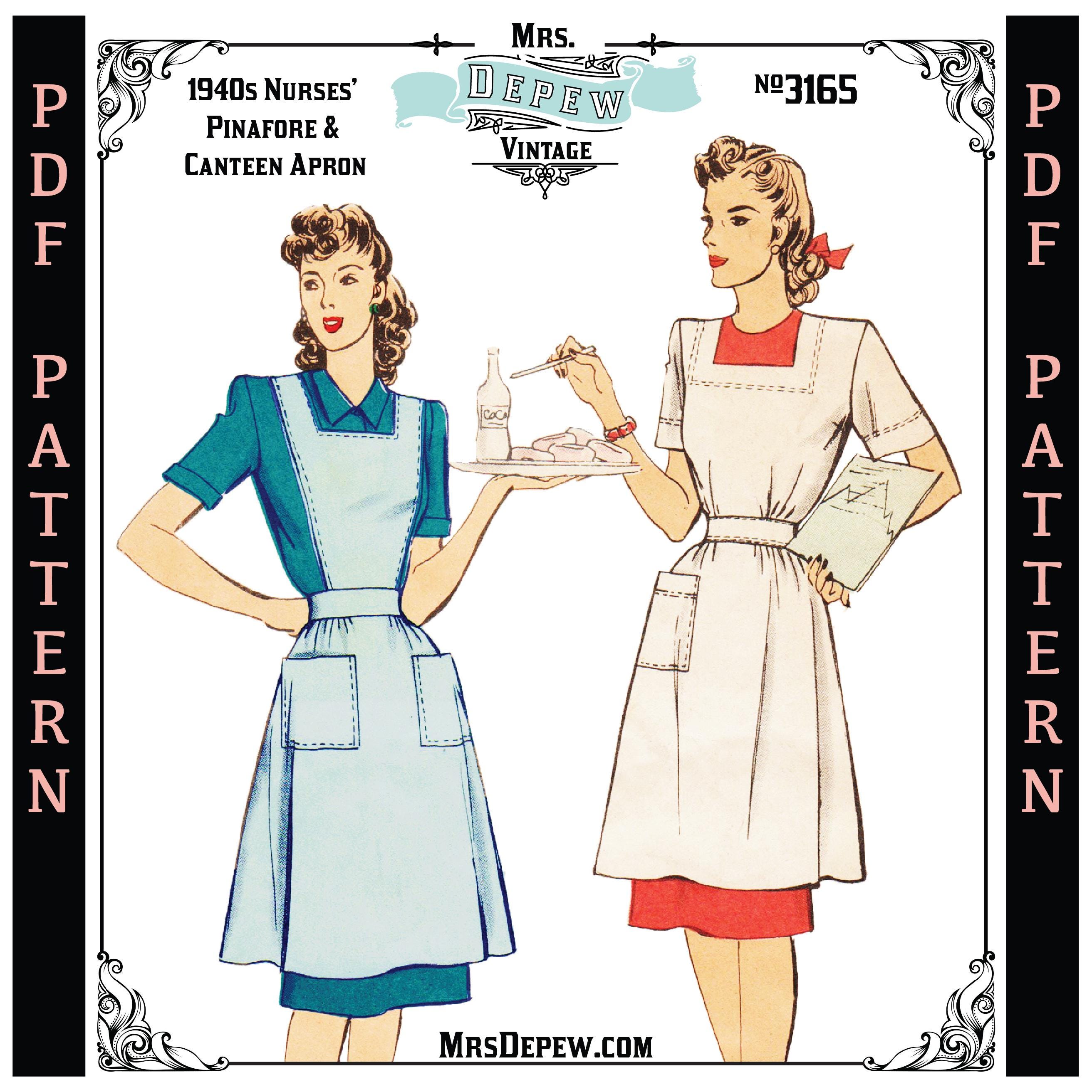Vintage Sewing Pattern 1940s Nurses' Uniform Pinafore & Canteen