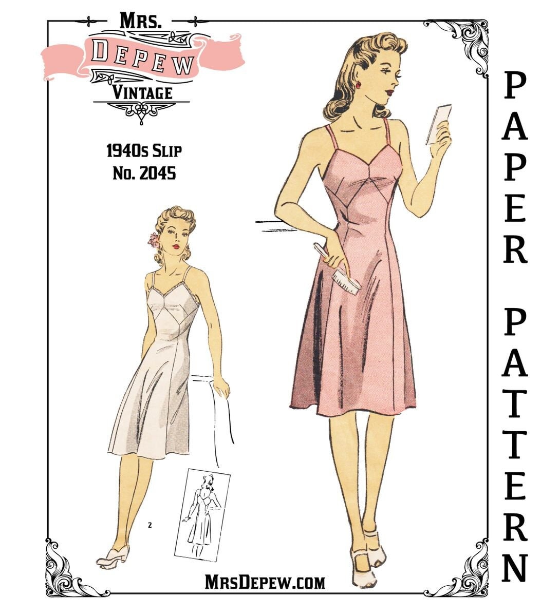 1920s Slip-On Costume Slip Sewing Pattern Bust Size 32-44 Designer