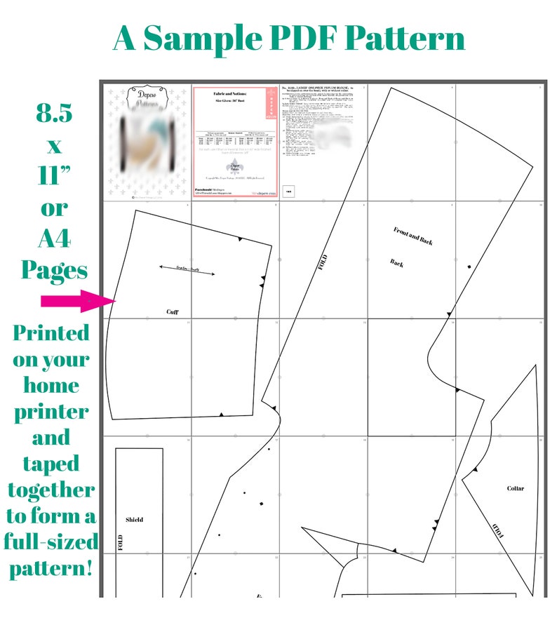 Puede incluir: Un patr&oacute;n de costura PDF imprimible en blanco y negro para una prenda con instrucciones de corte y costura. El patr&oacute;n est&aacute; dise&ntilde;ado para imprimirse en p&aacute;ginas de 8,5 x 11 pulgadas o A4 y unirse con cinta adhesiva para formar un patr&oacute;n de tama&ntilde;o completo.
