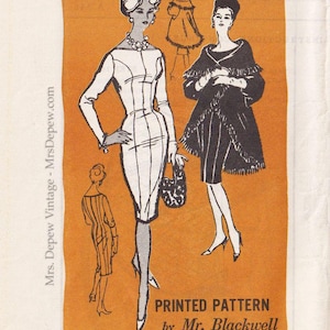 Patrón de costura vintage de los años 60, del reconocido diseñador A548, para vestido de cóctel y abrigo con costura princesa, del Sr. Blackwell.