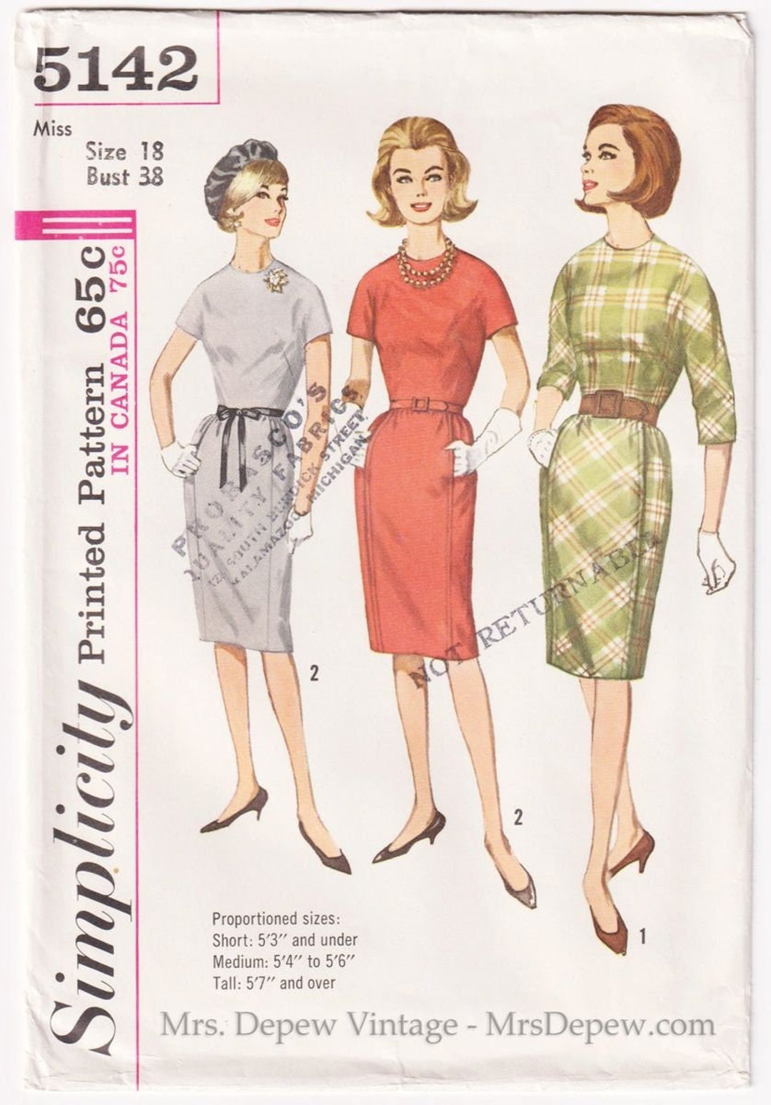 1960's Simplicity Slips in Proportioned Sizing Pattern - Bust 36