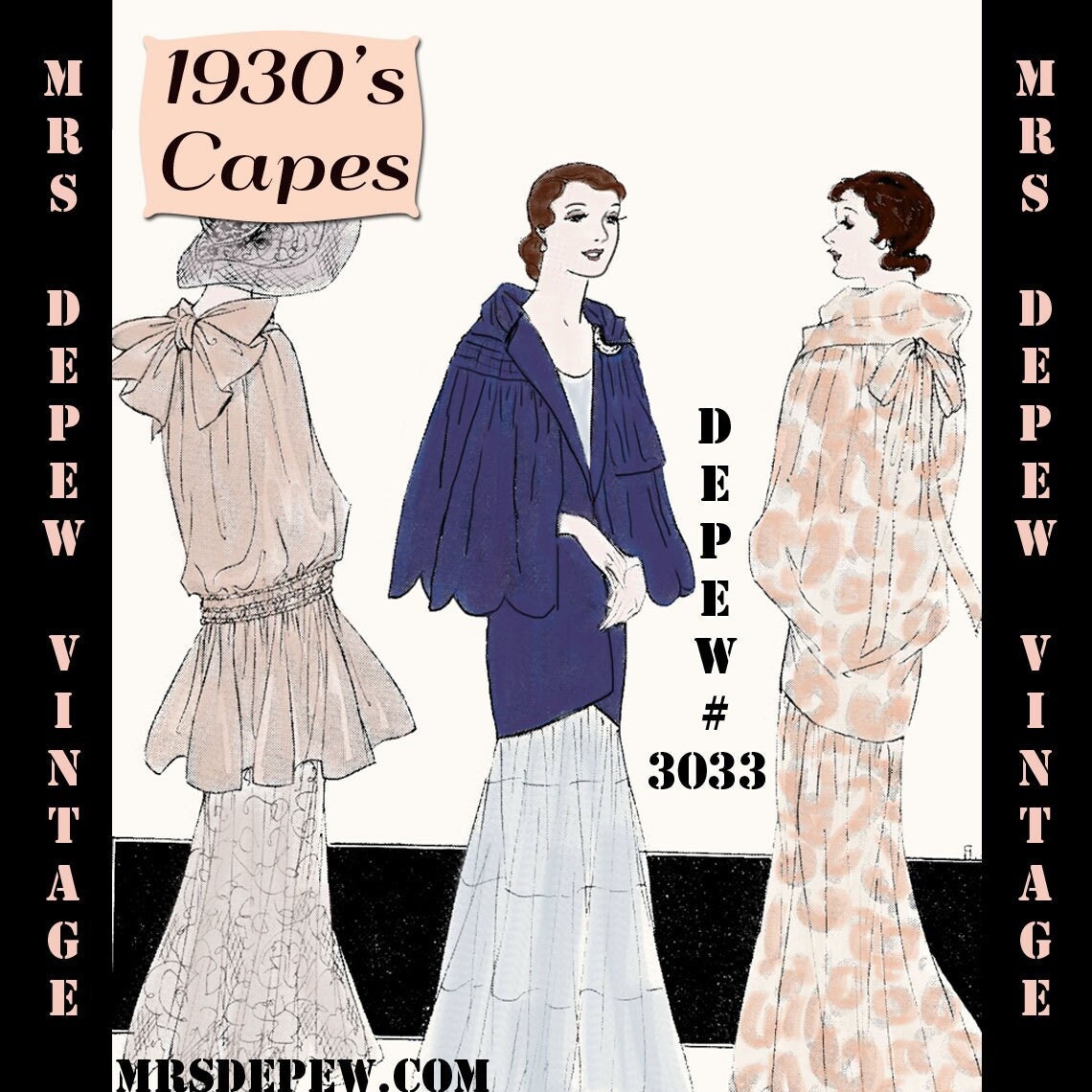 Vintage Sewing Pattern 1930s Evening Wraps or Capes 3033 INSTANT DOWNLOAD -   Canada