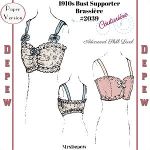 1913 Vintage Sewing Pattern 1910s Ladies Bust Supporter Brassiere Multisize Depew #2039 Paper Version image 1