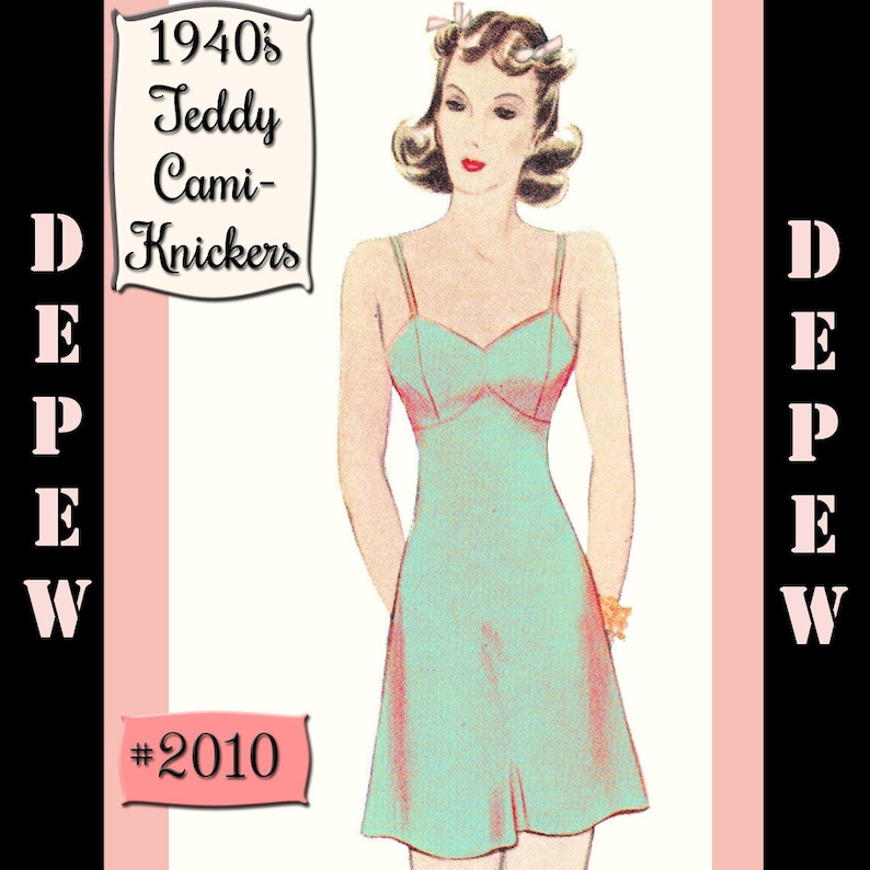 Vintage Sewing Lingerie Pattern 1940s Teddy Cami-Knickers 2010 INSTANT DOWNLOAD image 1