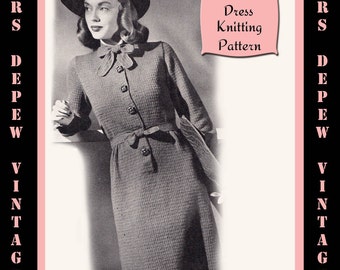 Vintage 1940's Ladies' One Piece Dress Knitting Pattern Reproduction #4457 - INSTANT DOWNLOAD