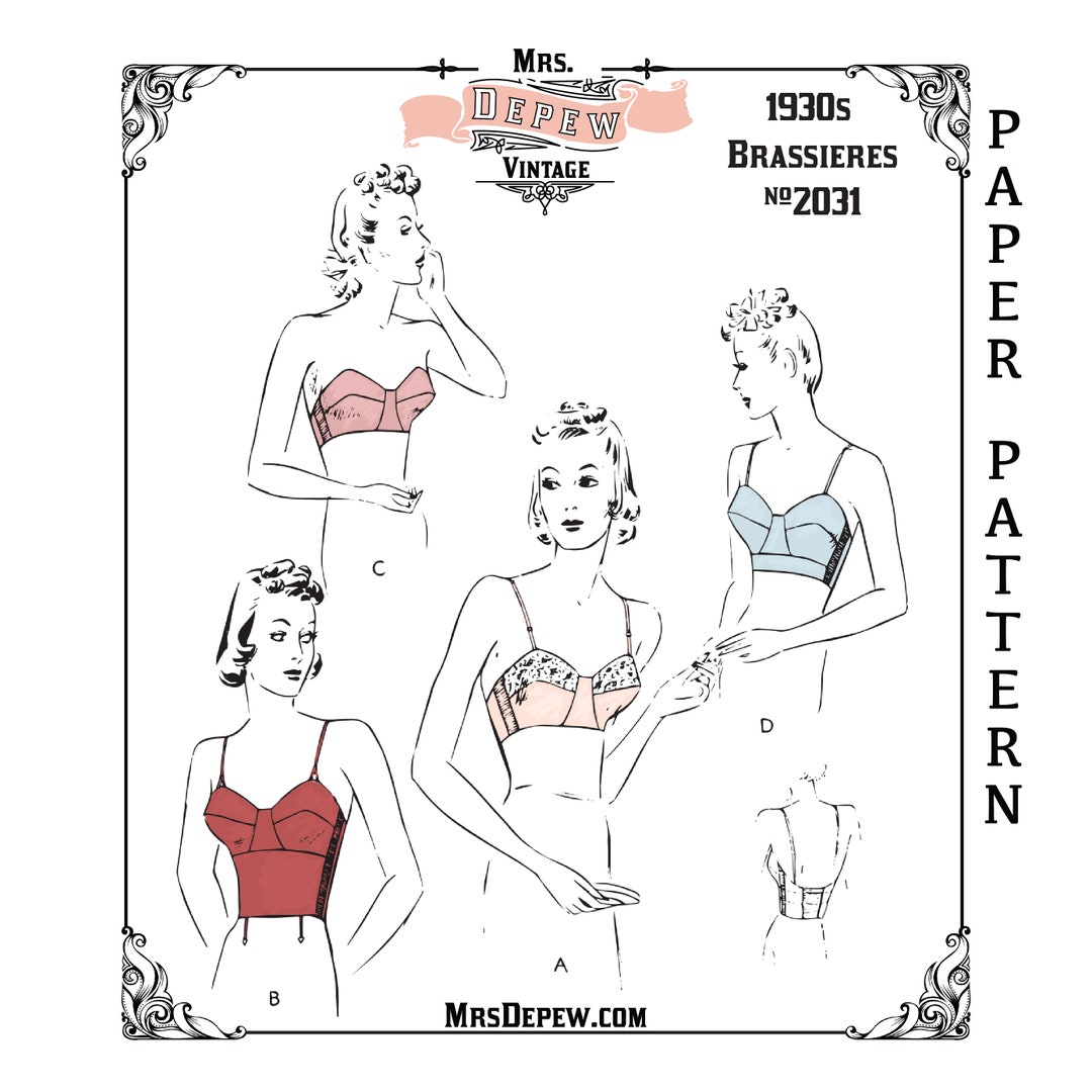 Vintage Sewing Pattern 1930s Long Line & Strapless Bra 2031 32 34 36 38 40  42 44 Bust PAPER VERSION -  Denmark