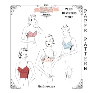 Vintage Sewing Pattern 1930s Long Line & Strapless Bra #2031 32 34 36 38 40 42 44" bust - PAPER VERSION