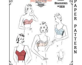 Vintage Sewing Pattern 1930s Long Line & Strapless Bra #2031 32 34 36 38 40 42 44" bust - PAPER VERSION