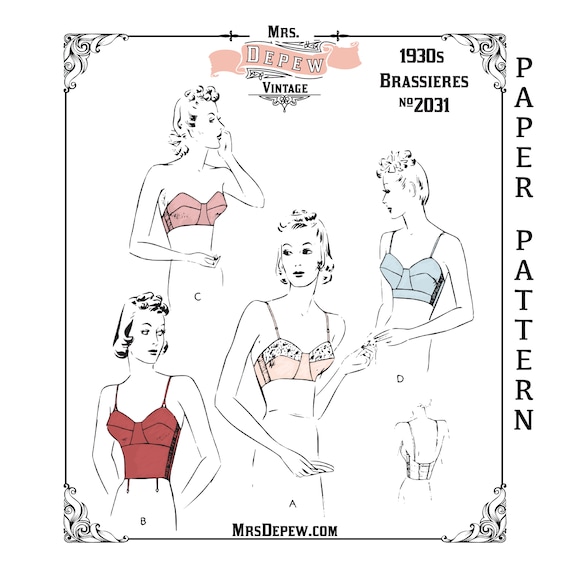 Vintage Sewing Pattern 1930s Long Line & Strapless Bra 2031 32 34 36 38 40  42 44 Bust PAPER VERSION -  Canada