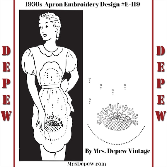 ヴィンテージ 1930 年代 フランス エプロン 刺繍 デザイン E-119