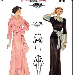 Vintage Sewing Pattern 1930s Full Length Robe With Ruffle Collar 2028 ...