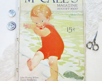 August 1920 McCall's Magazine Advertising Sewing Patterns 1920s Fashion