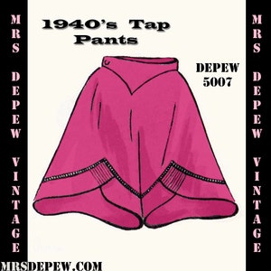 Vintage Sewing Pattern Template & Scale Rulers 1940&#39;s Tap Pants- Any Size - PLUS Size Included -  5007 -INSTANT DOWNLOAD-