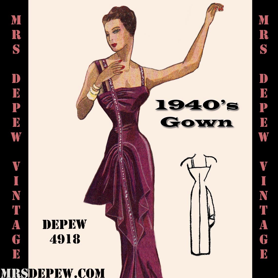 Vintage Sewing Pattern 1940s Gown in Size PLUS - Etsy