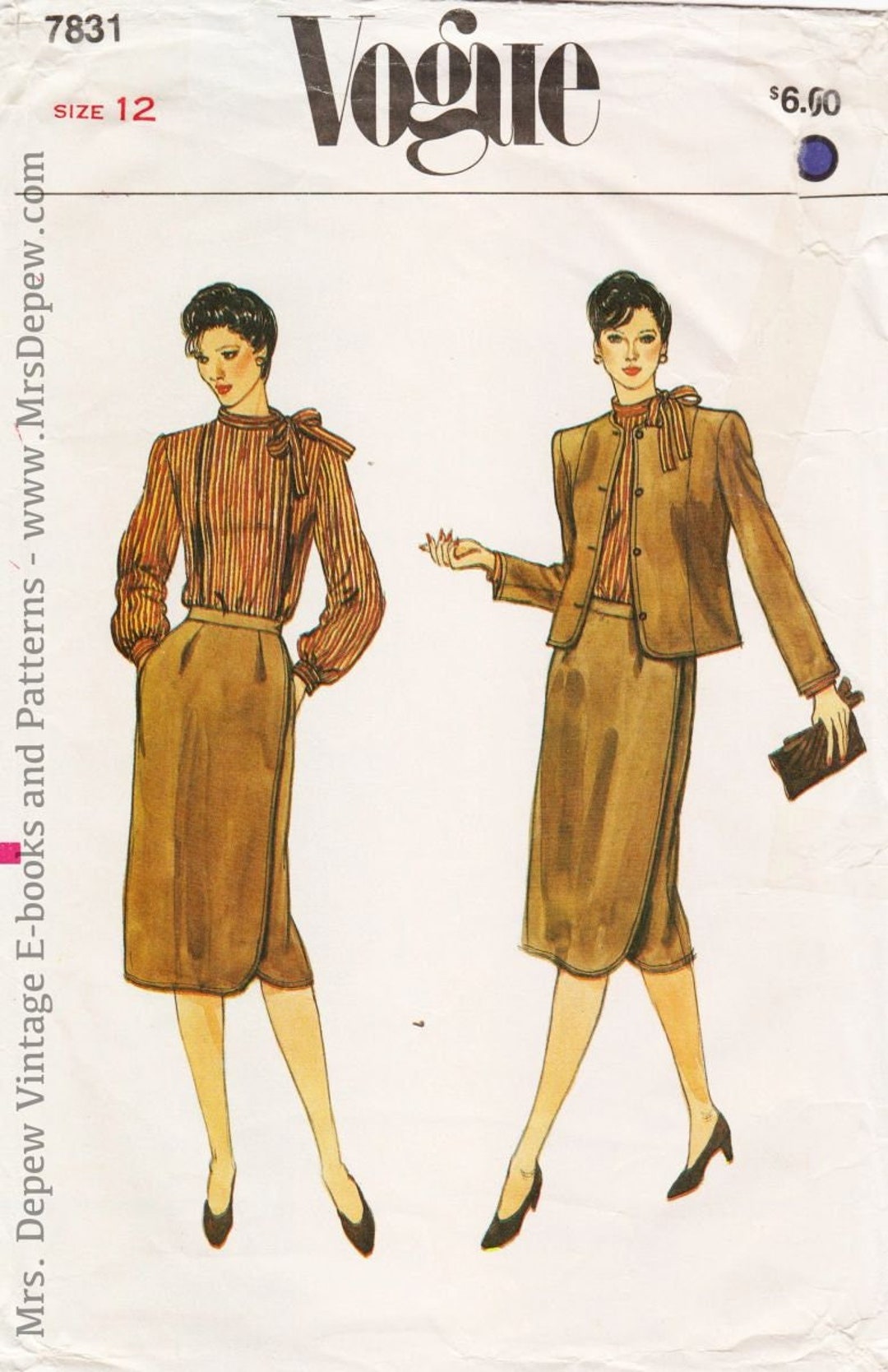 Vintage Sewing Pattern Ladies' Dress 1980s-1990s Vogue 7831 34 Bust - Etsy