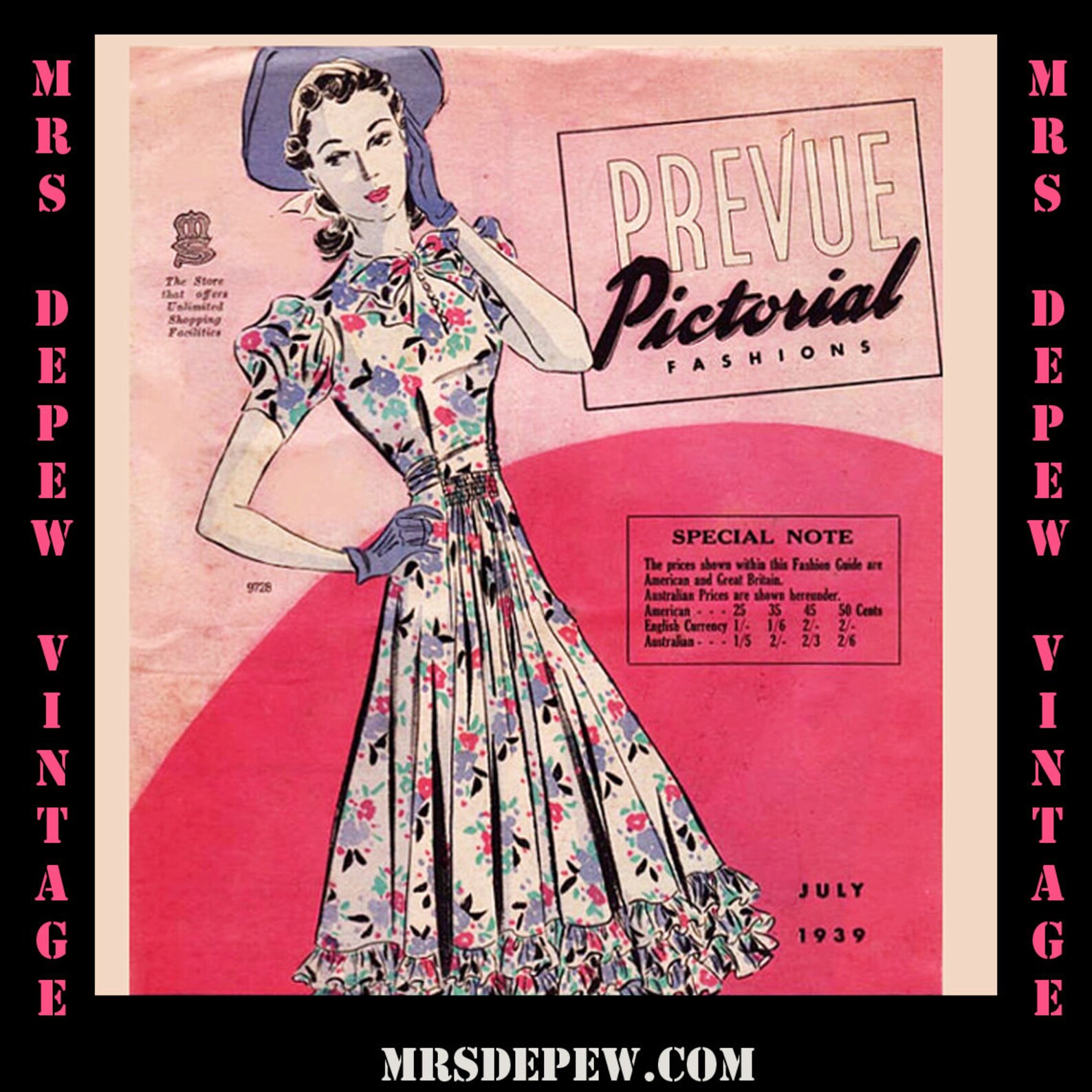 1930s Vintage Sewing Pattern Catalog Rare Pictorial Prevue From July