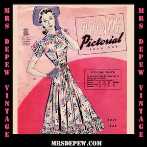 1930s Vintage Sewing Pattern Catalog Rare Pictorial Prevue From July 1939 Digital Copy PDF -INSTANT DOWNLOAD-