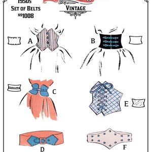 Vintage Sewing Pattern 1940s Style Belts and Cummerbunds 32 - 50 inch Waist #1008 -Paper Pattern image 3