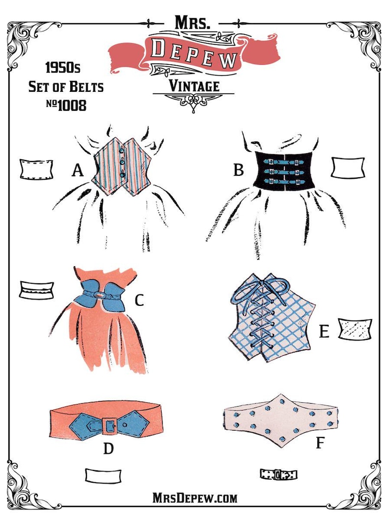 Vintage Sewing Pattern 1940s Style Belts and Cummerbunds 32 - 50 inch Waist #1008 -Paper Pattern image 3