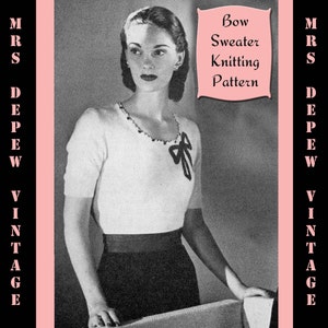 Vintage 1940's Ladies' Blouse Knitting Pattern Reproduction #4452 - INSTANT DOWNLOAD