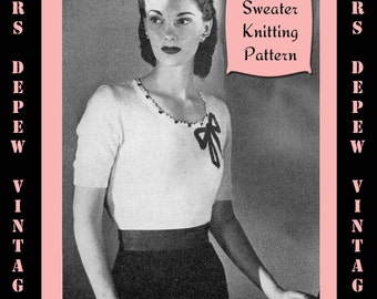 Vintage 1940's Ladies' Blouse Knitting Pattern Reproduction #4452 - INSTANT DOWNLOAD