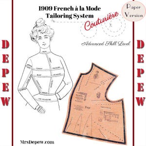 Antik Morris Bros. Tailor System Bodice Draft Sloper Set 1900-talets vintage återtryck