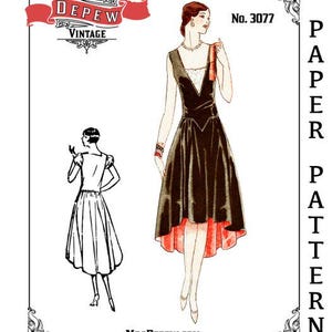 1927 Vintage Schnittmuster 1920s Robe de Style Drecoll Couture Kleid 32-48" Büste #3077- PAPIERVERSION