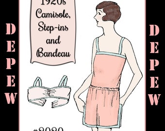 Vintage Sewing Pattern 1920s Flapper Step-in, Camisole and Bandeau Bra 2020 -INSTANT DOWNLOAD-