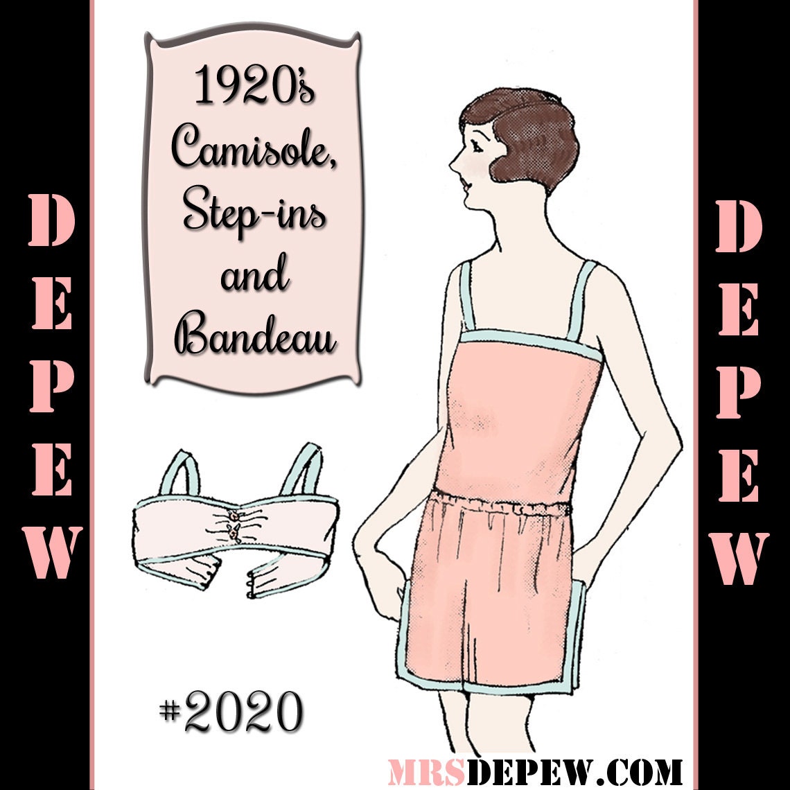 E-pattern Early 1920s Compression Bandeau and Brassiere Bust 38 1920s 20s  Bra Underwear Wearing History 