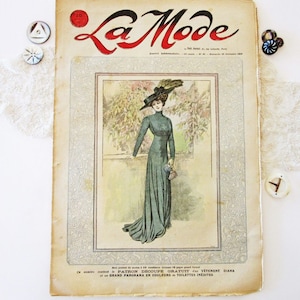 Rare Antique French Magazine La Mode No. 46 15 Novembre 1908 Sewing and Needlework