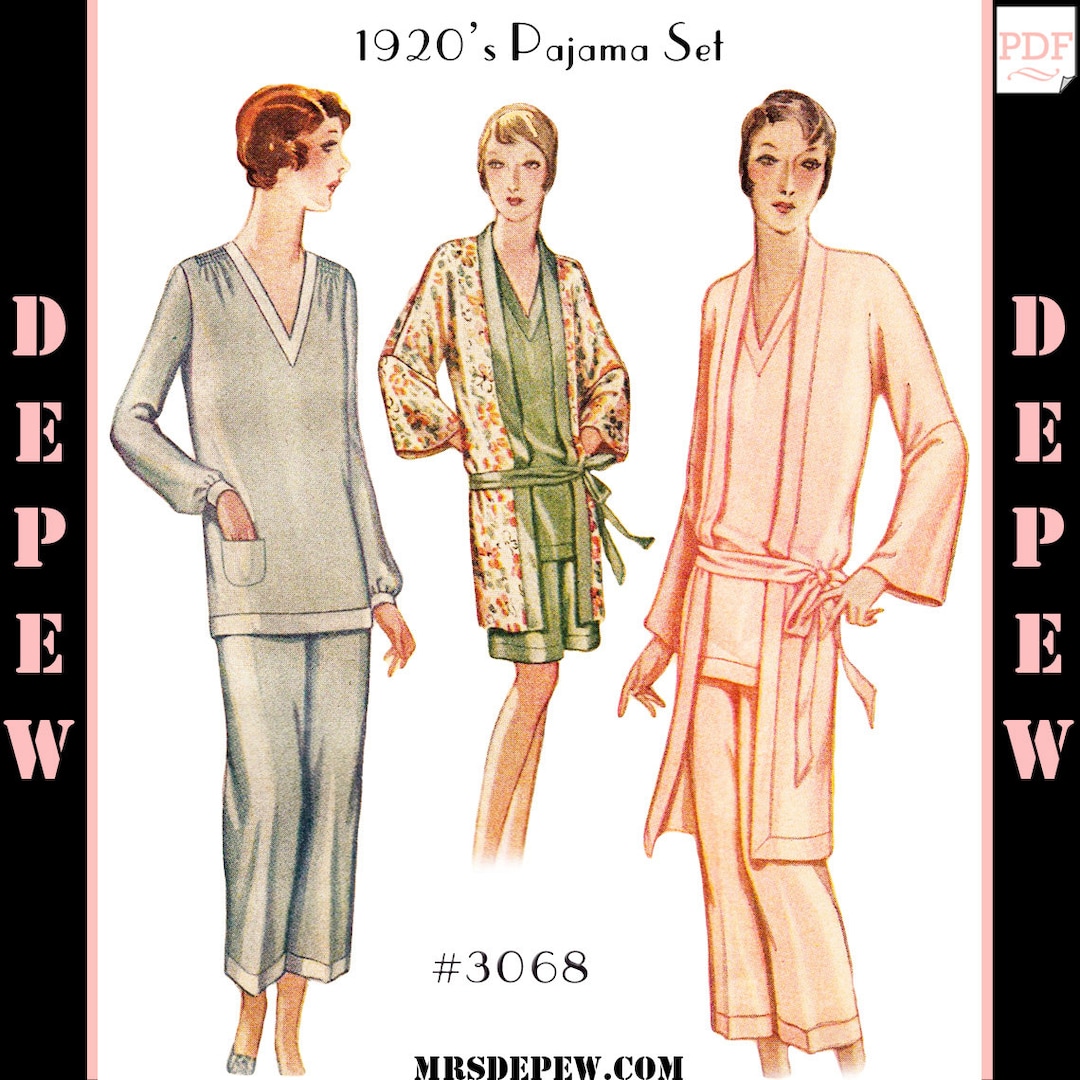 Vintage Sewing Pattern 1920s Ladies' Pajama Set #3068 -INSTANT DOWNLOAD ...