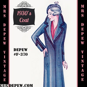 Vintage Sewing Pattern Template & Scale Rulers 1920s 1930s Coat in Any Size - Plus Size- Draft at Home Pattern  F-370 -INSTANT DOWNLOAD-