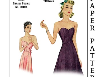 Vintage Sewing Pattern Ladies 1930s - 1940s Foundation Corset Bodice Multisize Depew #2048 A - PAPER VERSION