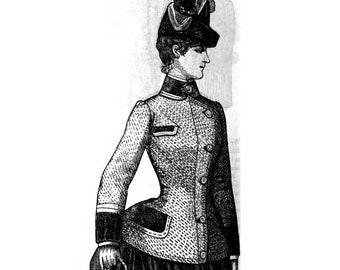 SELTENE September 1887 Victorian Designer Redfern Jacke Schnittmuster Ergänzungsblatt für Peterson's Magazine