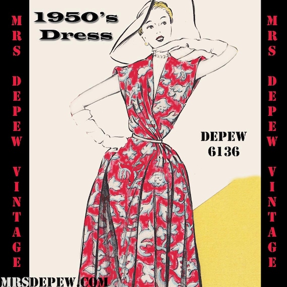 Vintage Sewing Pattern 1950 S Dress In Any Size Plus Etsy