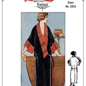 1923 Multi Size Vintage Sewing Pattern 1920s Embroidered Negligee Robe ...