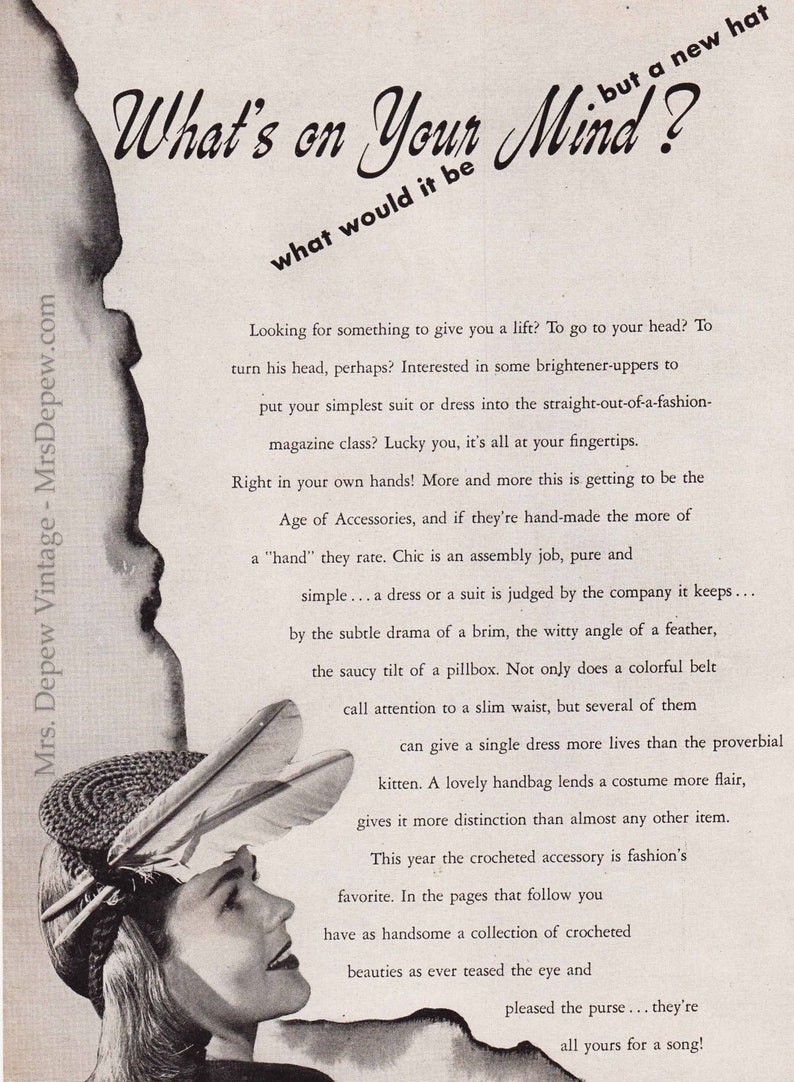 Crochet Pattern Booklet Headliners No. 215 1940s Hats Bags Etsy