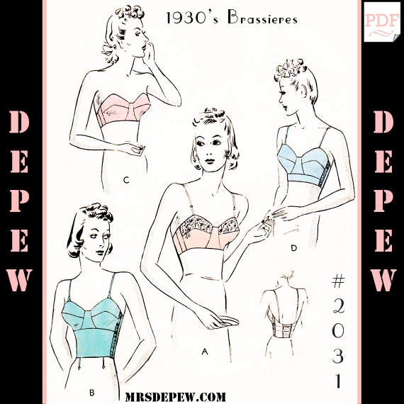 Vintage Sewing Pattern 1930s Long Line or Strapless Bra 2031 Multisize PDF  32 34 36 38 40 42 44 Bust INSTANT DOWNLOAD -  Canada