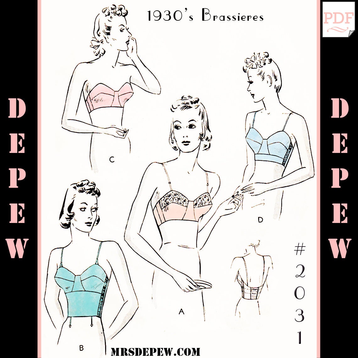 Vintage Sewing Pattern 1930s Long Line or Strapless Bra 2031