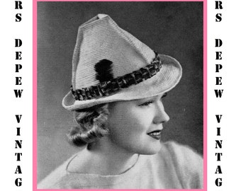 Vintage Crochet Pattern 1930's Gimp Hat Pattern "The Tyrolean" -INSTANT DOWNLOAD-