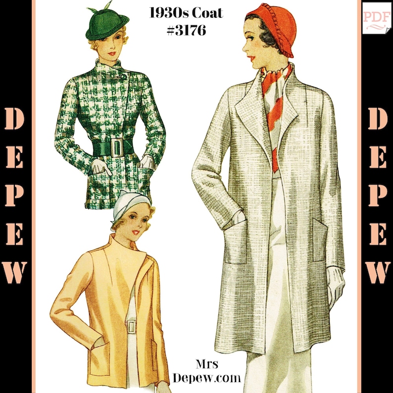 Vintage Sewing Pattern Ladies' 1930s Coat in 2 Lengths - Etsy