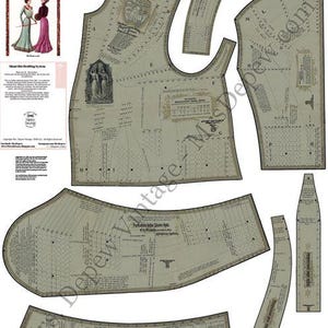 1901 The New Perfection Tailor System of Cutting Bodice & Skirt Draft Sloper Set Vintage Sewing Pattern -PAPER VERSION