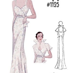 Vintage Sewing Pattern Template & Scale Rulers 1930s Evening or Wedding Gown in Any Size 1125 PLUS Size Included INSTANT DOWNLOAD image 2