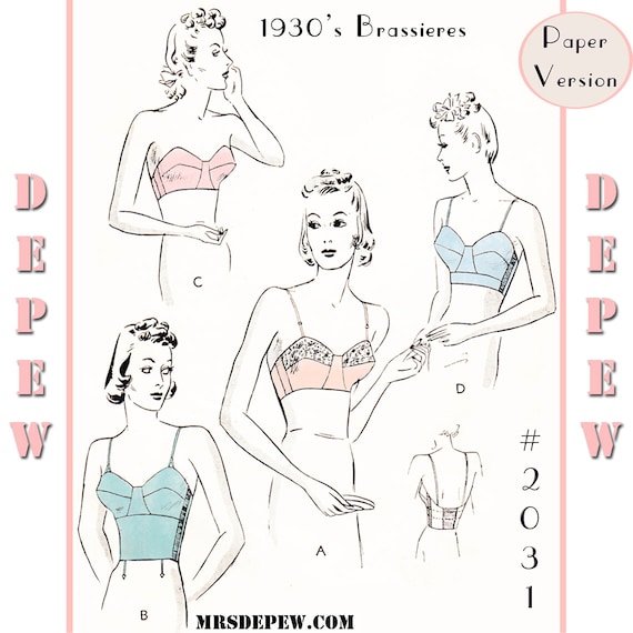 1930s Sewing Patterns- Dresses, Pants, Tops  1930s Long Line & Strapless Bra #2031 - PAPER VERSION $15.00 AT vintagedancer.com