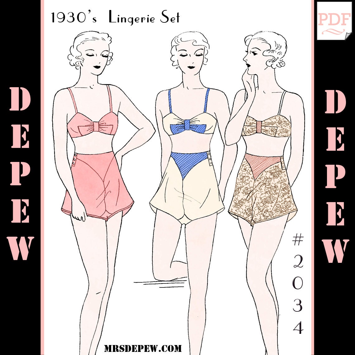 Vintage Lingerie Sewing Pattern // Ladies Slip // Bra Size: 32 34