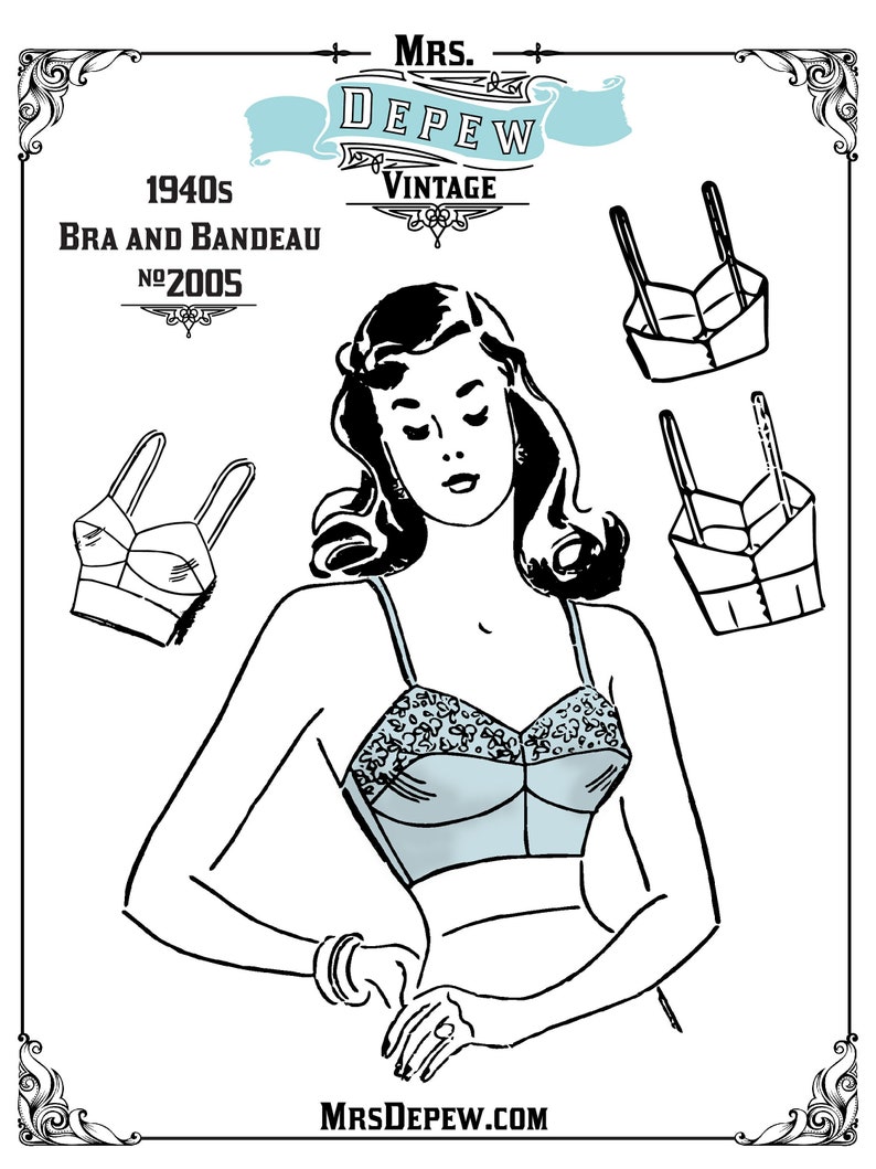 Vintage Sewing Pattern 1940s Ladies Bra and Bandeau Multi-size Depew 2005 INSTANT DOWNLOAD image 1