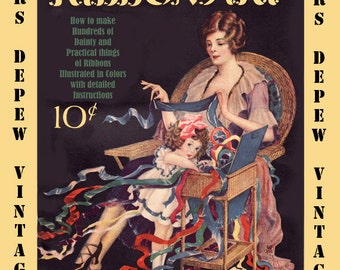 Vintage Sewing Book 1920's Ribbon Art Ebook How To for Rosettes, Millinery, Lingerie etc. -INSTANT DOWNLOAD-