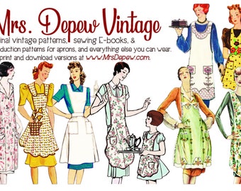 Vintage Sewing Pattern Reproduction Apron in Styles 1930's Digital  Print-At-Home Depew 1027 -INSTANT DOWNLOAD-